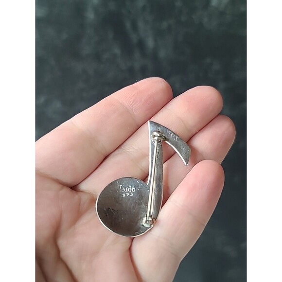 925 Sterling Silver Music Note Brooch Vintage Mexico - Picture 2 of 10